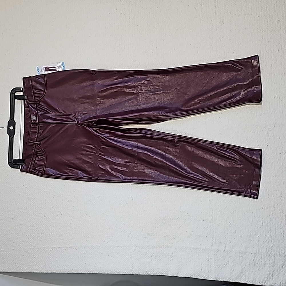 NWT Joie Vegan Faux Burgundy Leather Straight Leg Pants ~ Size 10